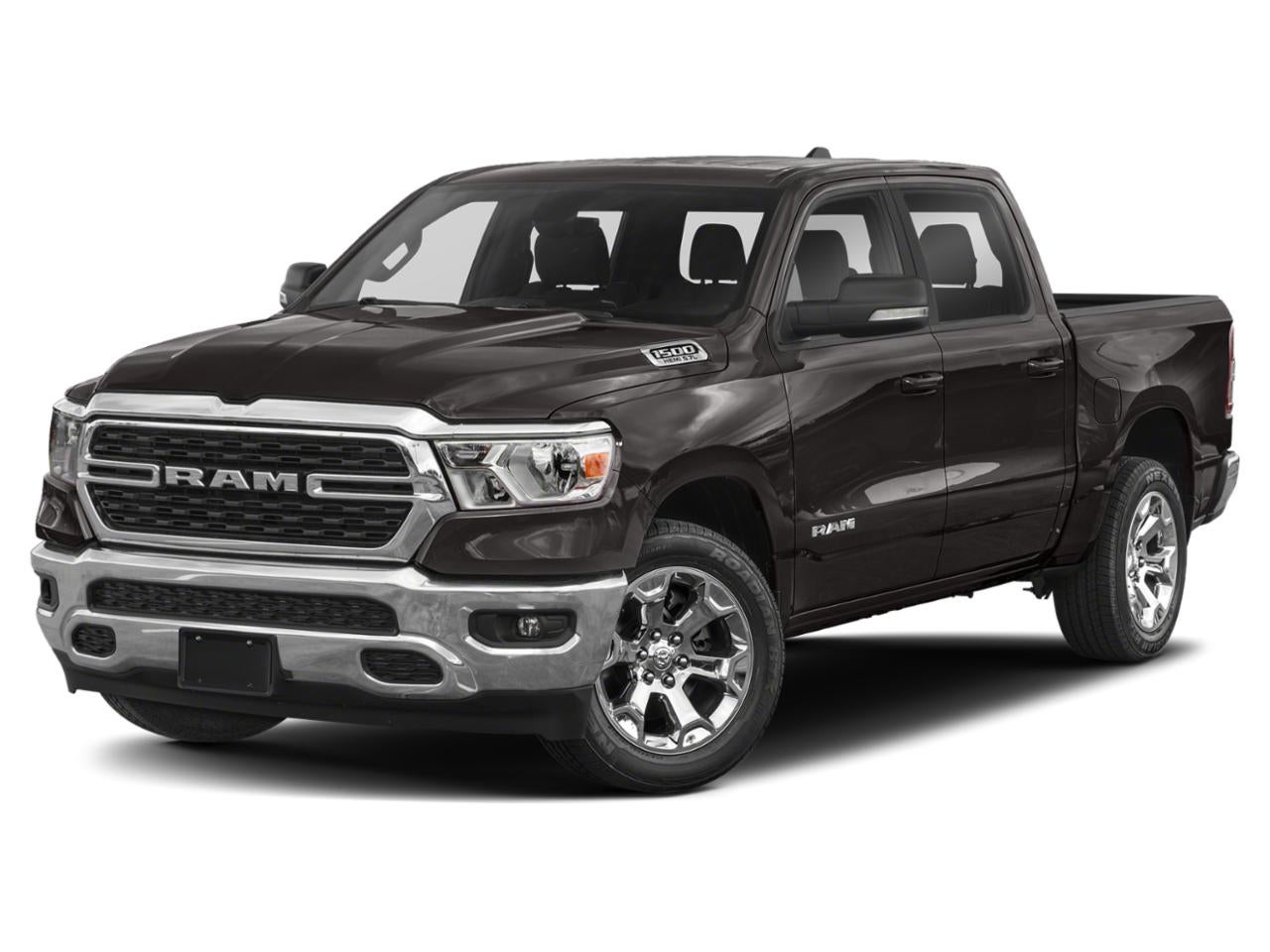 2022 RAM 1500 Big Horn 4x4 Crew Cab 5'7" Box in Granite Crystal Metallic Clearcoat — front three-quarter view